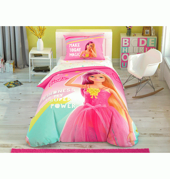 Детское постельное белье TAC 1.5 сп. Ranforce Barbie Kindnes