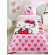Постельное белье TAC 1.5 сп. Hello Kitty Love с вафельным покрывалом