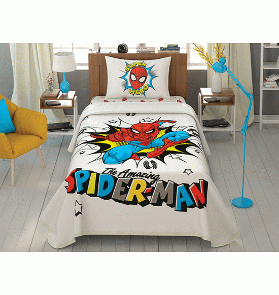 Постельное белье TAC 1.5 сп. Disney Spiderman Super Hero с вафельным покрывалом