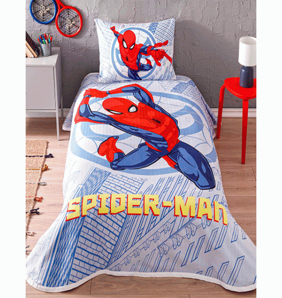 Постельное белье TAC 1.5 сп. Disney Spiderman Justice с вафельным покрывалом