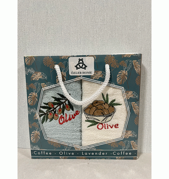 Набор махровых салфеток "Ozler Home" Olive 30x50 см 1/2