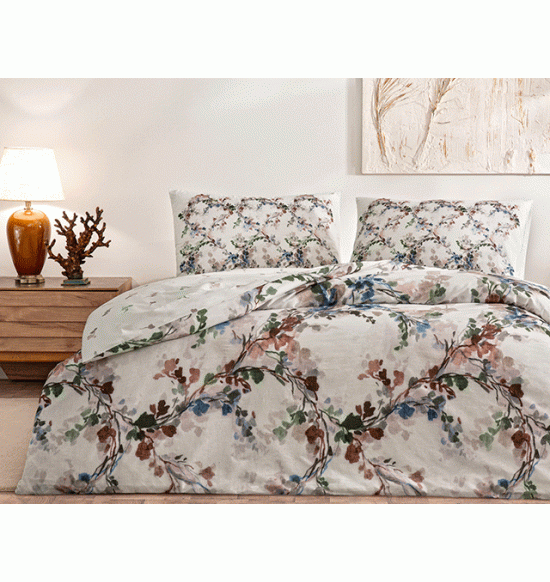 Постельное белье TAC Dalila 2 сп. евро ранфорс (крем)