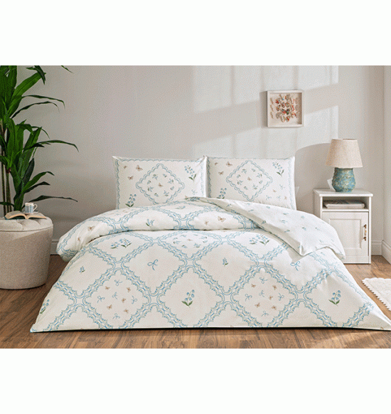 Постельное белье TAC 1.5 сп. Ranforce Elyon голубой