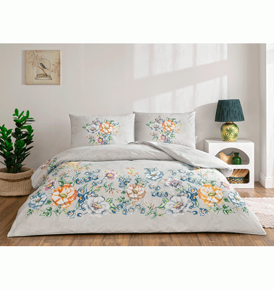 Постельное белье TAC Fiora 2 сп. евро ранфорс (серый)