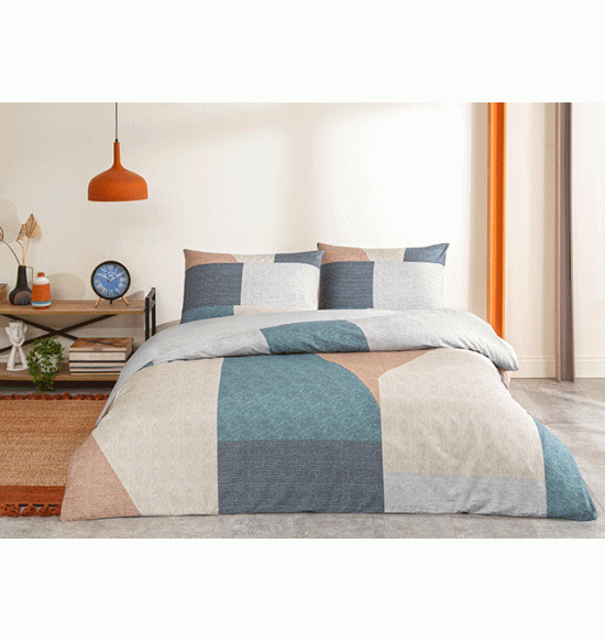 Постельное белье TAC 2 сп. евро Ranforce Hugh бирюзовый