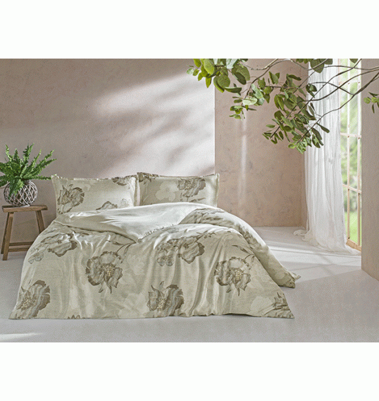 Постельное белье TAC 2 сп. евро сатин Reborn Primrose (бежевый)
